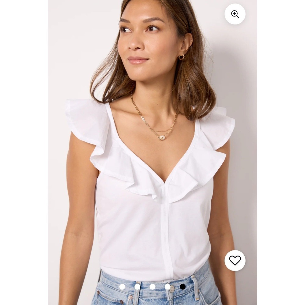 Nation LTD Neah Ruffle Tank Womens Small White V-Neck